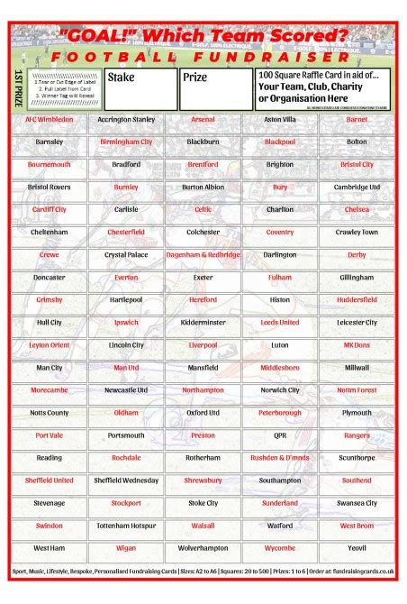 Free Football Fundraising Scratch Cards.